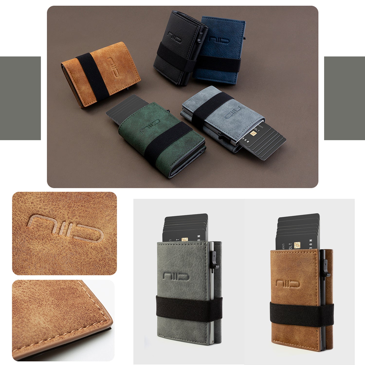 Dompet Mini Kulit Vegan NIID Slide II Abu-abu 